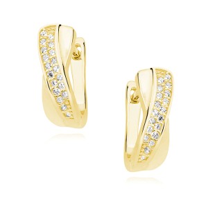 Cercei argint placati cu aur galben cu tortita cu pietre DiAmanti Z1441DEG_W-DIA (Argint 925‰ 2,7 g.)